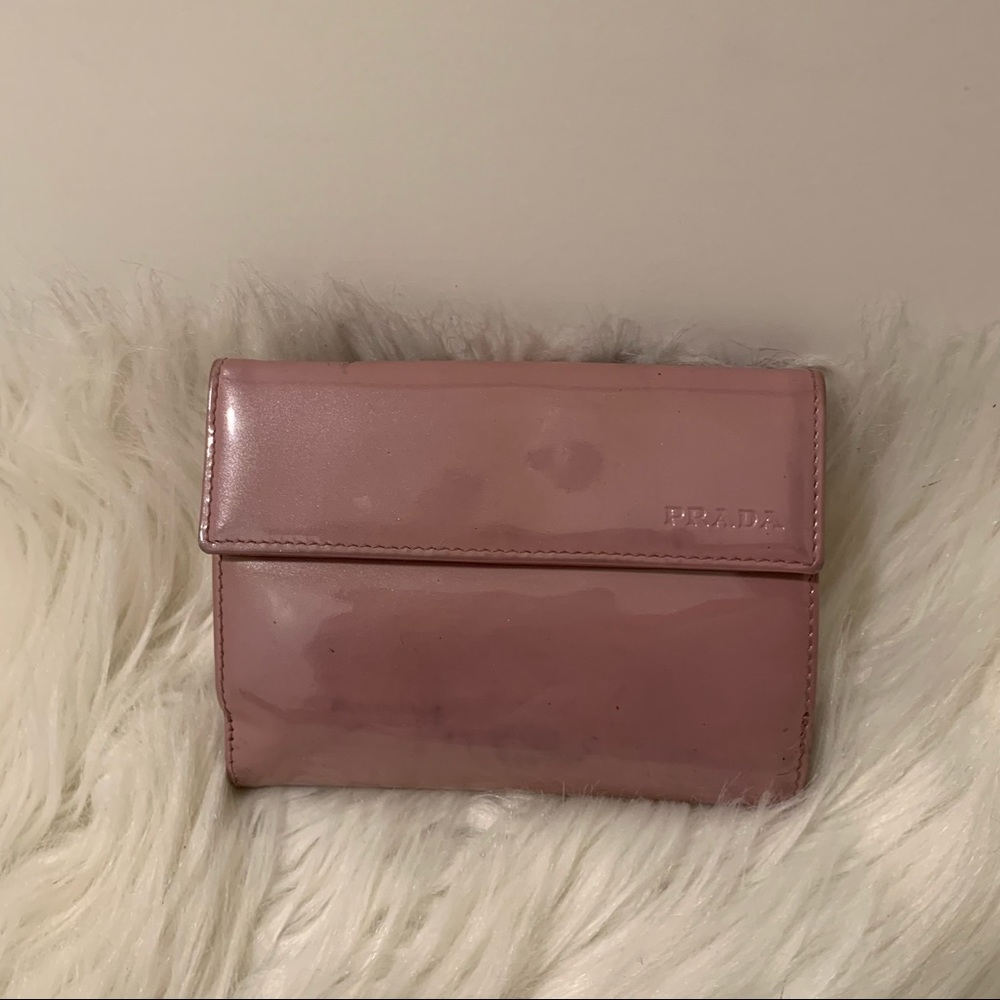 Prada Patent Mini Wallet Petalo Pink